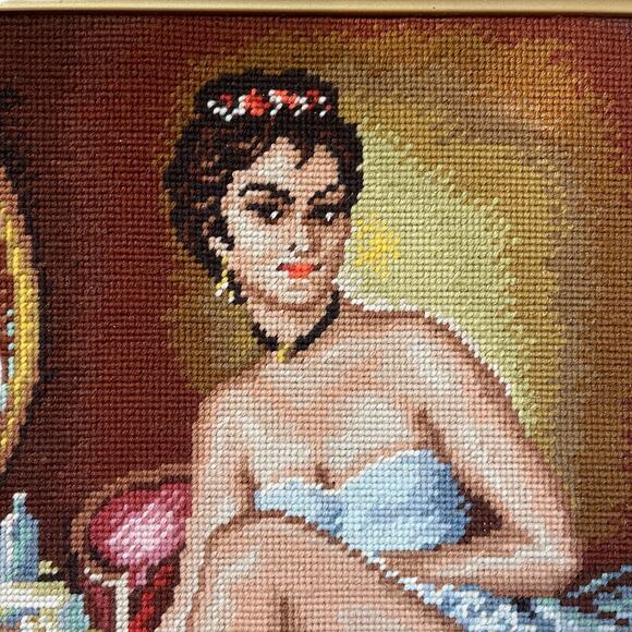 Vintage Framed Ballerina Tapestry Handmade Rare Hanging Artwork - Picture 3 of 6